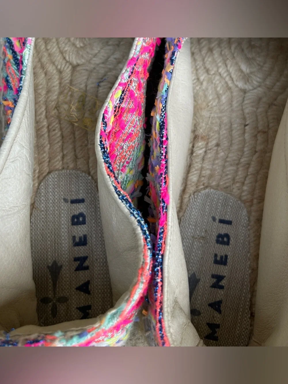 Manebi Platform Espadrilles Multicolor Woven Slip On Size EU 39 US 8